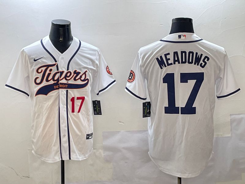 Men Detroit Tigers #17 Meadows White Jointly Name 2025 Nike MLB Jersey style 3->detroit tigers->MLB Jersey